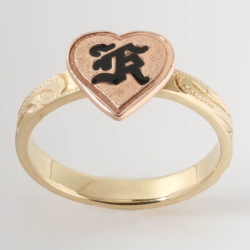 14K Gold Personalized Name Ring [6 or 8mm width] Hand Made Hawaiian Jewelry / Barrel Shape