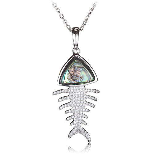 Koa Wood Inlaid Sterling Silver Fish Hook Pendant (chain Sold Separately)