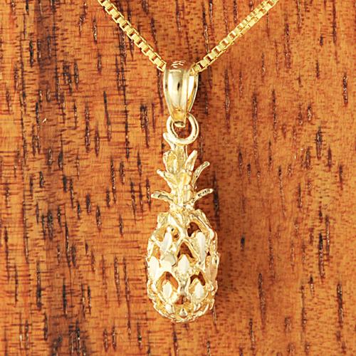 14K Yellow Gold Pineapple Pendant (S/M/L) (Chain Sold Separately)