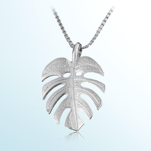 monstera leaf jewelry 14K White Gold Monstera Leaf Pendant (Chain Sold Separately)