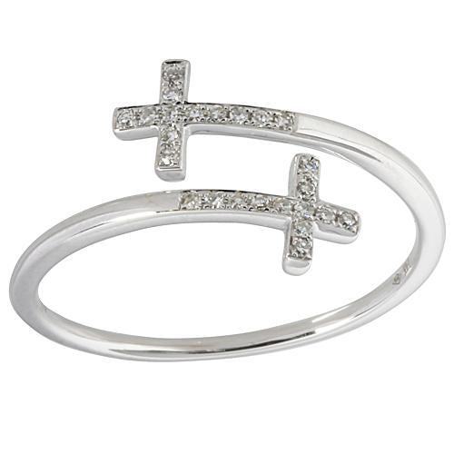0.06 ct. t.w.  Diamond Ring in Solid 14K white Gold Cross - Hanalei Jeweler