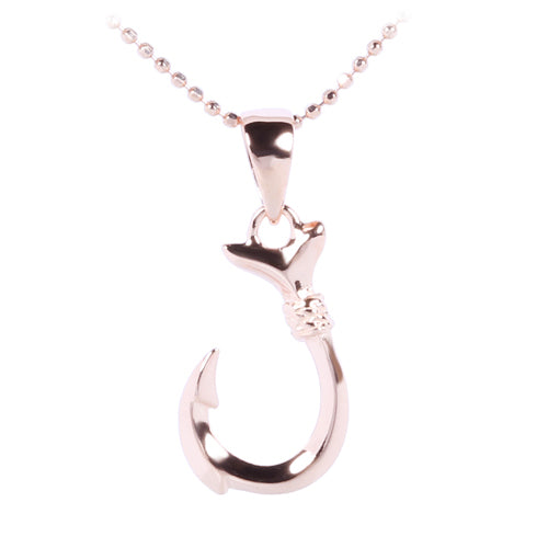 Fishhook Two Tone Silver and Gold Pendant Necklace