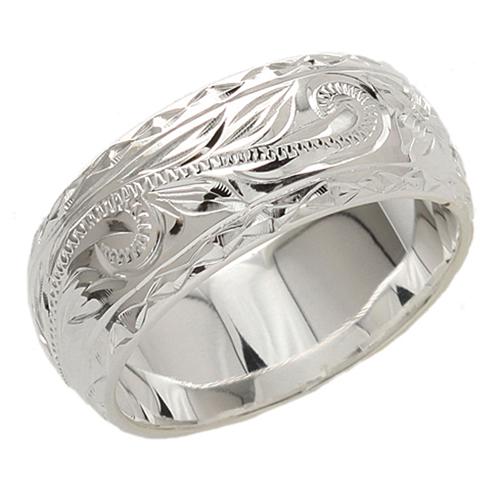 8mm Heavy Scrolling Diamond Cut Edge Ring Hawaiian