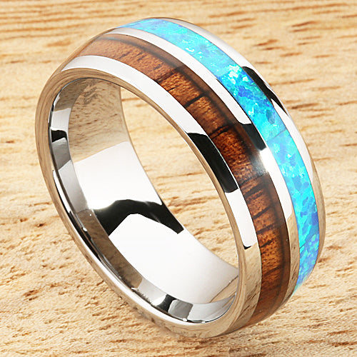 Wood Rings, Koa Wood Wedding Bands, Blue Tungsten Bands with Koa Wood  Inlay, Blue Wedding Rings, Blue Wedding Bands, Blue Wood Rings