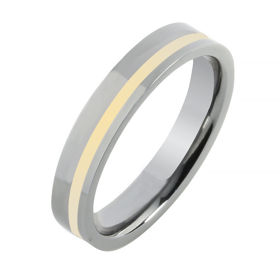 Tantalum with 14K Yellow Gold Inlaid Wedding Ring Flat 4mm