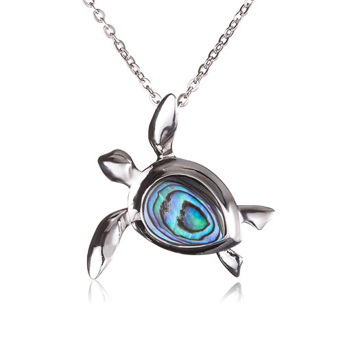 Swimming Turtle Pendant Sterling Silver Made Abalone Inlay(Chain Sold Separately)