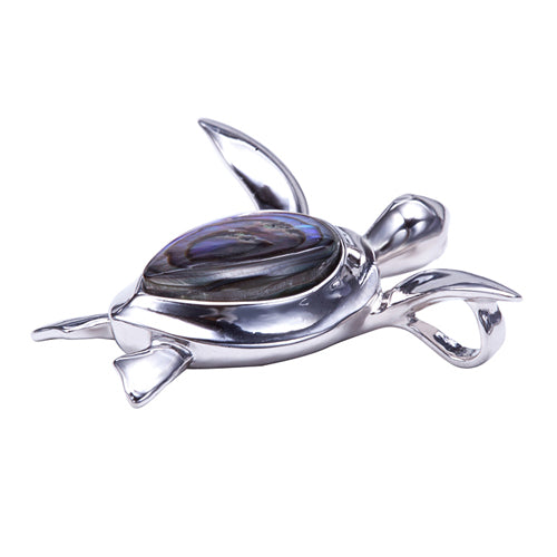 Swimming Turtle Pendant Sterling Silver Made Abalone Inlay(Chain Sold Separately)