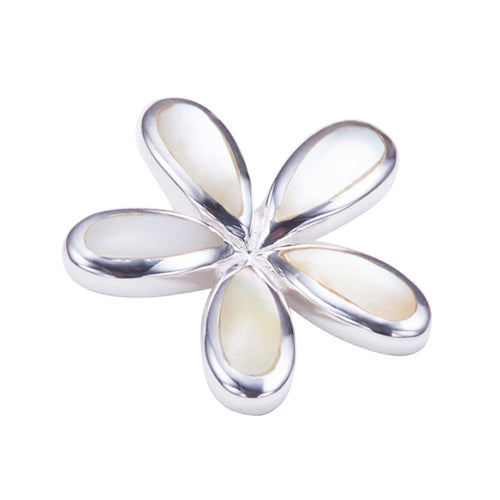 Plumeria Sterling Silver Pendant Mother-of-pearl Inlay(Chain Sold Separately)