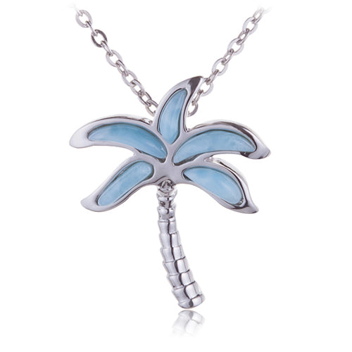 Larimar Sterling Silver Palm Tree Pendant(Chain Sold Separately)