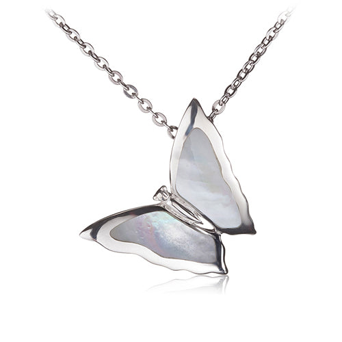 Butterfly with Mother-of-pearl Inlay Sterling Silver Pendant(Chain Sold Separately)