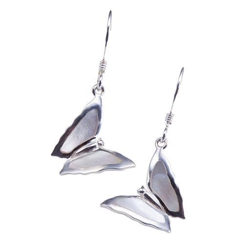 Butterfly with Mother-of-pearl Inlay Sterling Silver Hook Earring
