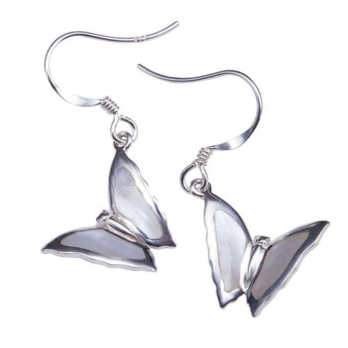 Butterfly with Mother-of-pearl Inlay Sterling Silver Hook Earring