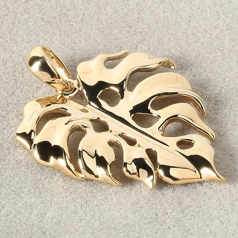 3D 14K Yellow Gold Monstera Leaf Pendant (Chain Sold Separately)