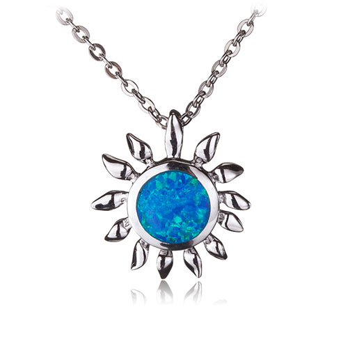 Sunflower Sterling Silver Opal Inlay Pendant(Chain Sold Separately)
