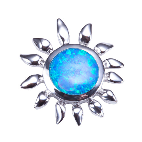Sunflower Sterling Silver Opal Inlay Pendant(Chain Sold Separately)