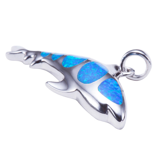 Shark Sterling Silver Opal Inlay Pendant(Chain Sold Separately)