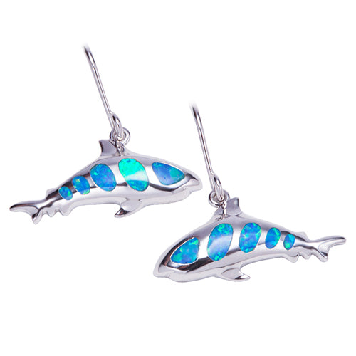 Shark Sterling Silver Earring Hook Style Opal Inlay