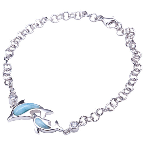 Sterling Silver Larimar Dolphin Bracelet
