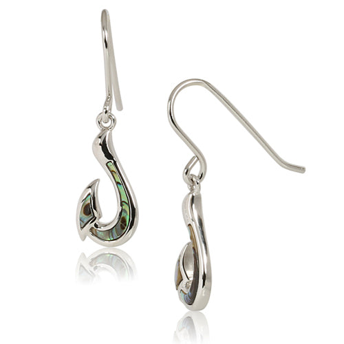 Sterling Silver Abalone Fish Hook Hook Earring