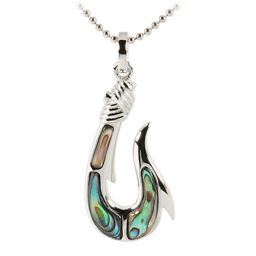 Sterling Silver Abalone Fish Hook Pendant