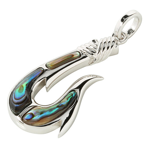 Sterling Silver Abalone Fish Hook Pendant