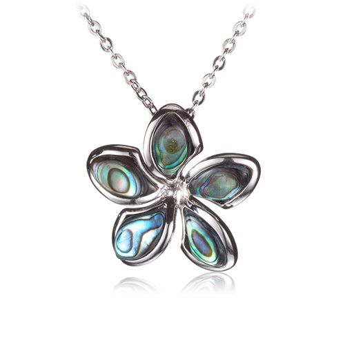 Sterling Silver Plumeria Abalone Inlay Pendant(Chain Sold Separately)