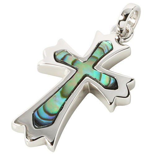 Sterling Silver Abalone Cross Pendant