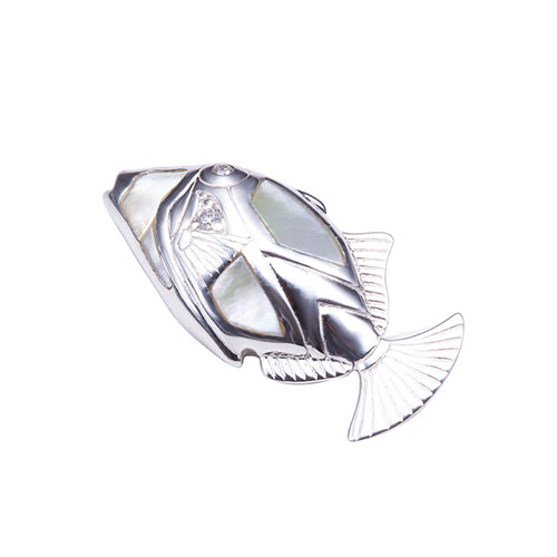 Humuhumunukunuku apua Fish Pendant with Mother-of-pearl Inlay(Chain sold separately)