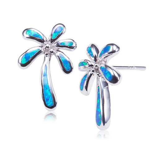 Opal Palm Tree Sterling Silver Stud Earring