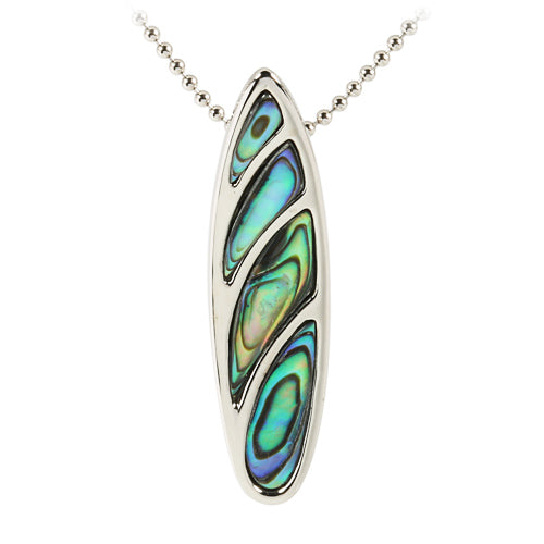 Sterling Silver Wave Abalone Surfboard Pendant