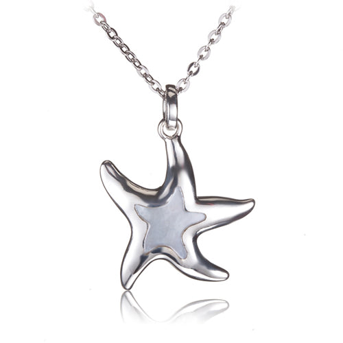 Sterling Silver Mother-of-pearl Inlay Starfish Pendant(Chain Sold Separately)