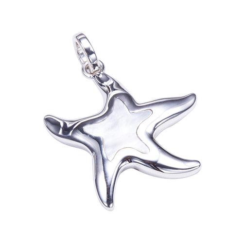 Sterling Silver Mother-of-pearl Inlay Starfish Pendant(Chain Sold Separately)