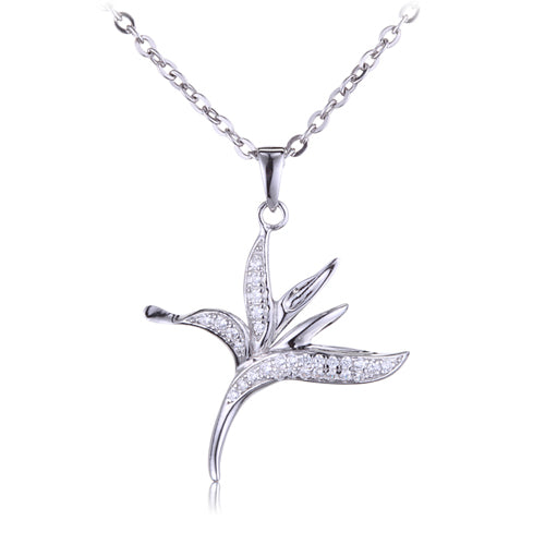 Bird of Paradise Sterling Silver Pave Cubic Zirconia Pendant(Chain Sold Separately)