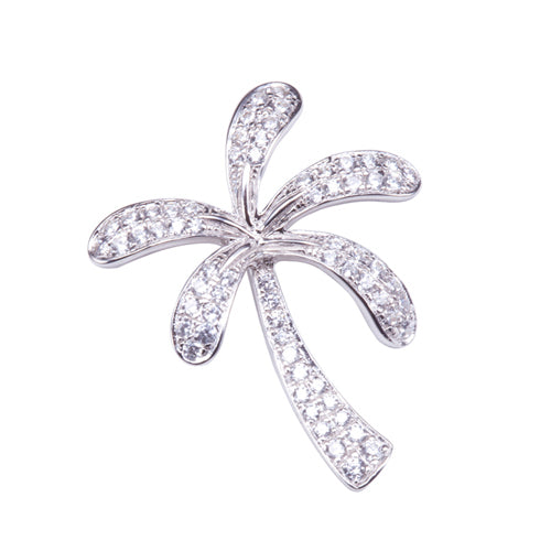 Palm Tree Sterling Silver Pendant Pave Cubic Zirconia(Chain Sold Separately)