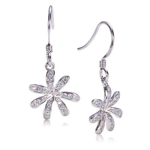 Sterling Silver Tiare Hook Earring Pave Cubic Zirconia
