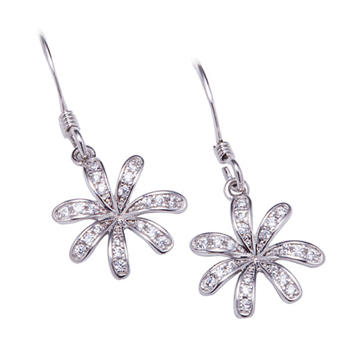 Sterling Silver Tiare Hook Earring Pave Cubic Zirconia