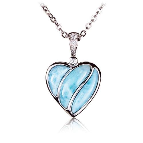 Larimar Heart Sterling Silver Pendant(Chain Sold Separately)