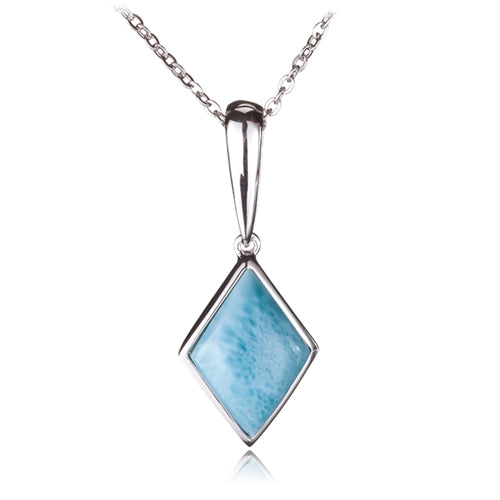 Diamond Shape Larimar Inlay Sterling Silver Pendant(Chain Sold Separately)