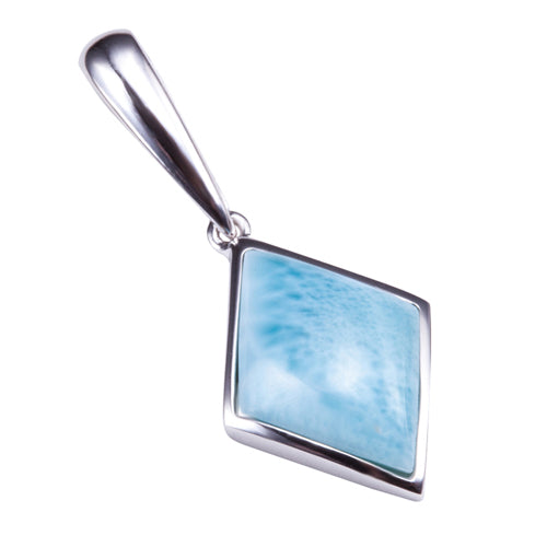 Diamond Shape Larimar Inlay Sterling Silver Pendant(Chain Sold Separately)