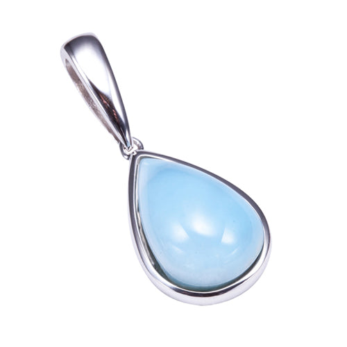 Water Drop Shape Larimar Inlay Sterling Silver Pendant(Chain Sold Separately)