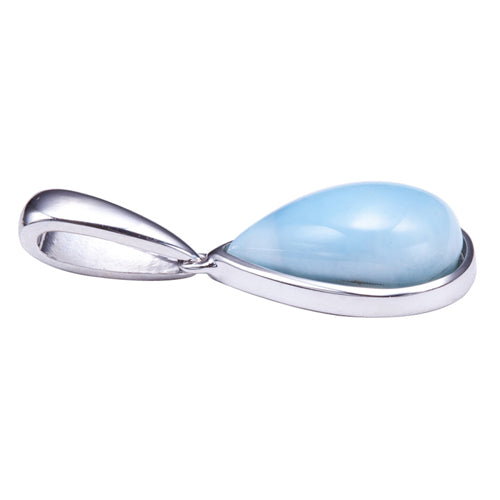 Water Drop Shape Larimar Inlay Sterling Silver Pendant(Chain Sold Separately)