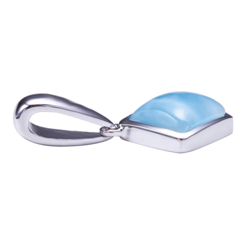 Larimar Inlay Diamond Shape Sterling Silver Pendant(Chain Sold Separately)