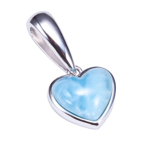 Sterling Silver Heart Shape With Larimar Inlay Pendant(Chain Sold Separately)