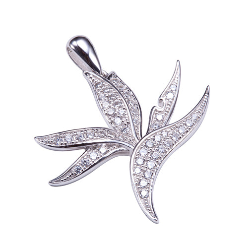 Sterling Silver Pave Cubic Zirconia Bird of Paradise Pendant(Chain Sold Separately)