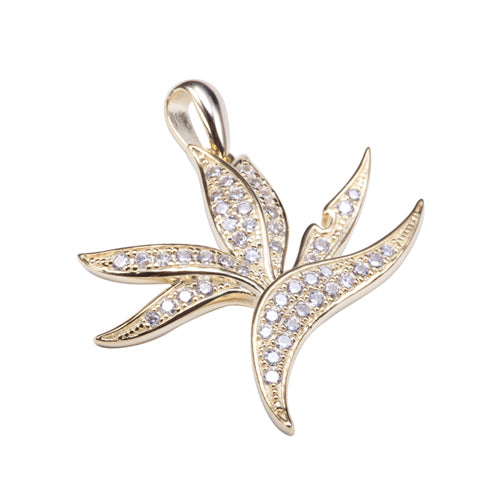 Sterling Silver Yellow Gold Plated Pave Cubic Zirconia Bird of Paradise Pendant