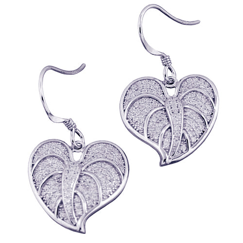 Sterling Silver Anthurium Leaf Hook Earring Pave CZ(Chain Sold Separately)