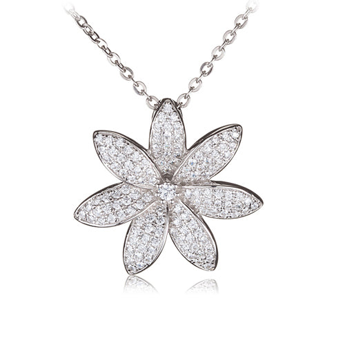 Sterling Silver Pave Cubic Zirconia Tiare Pendant(Chain Sold Separately)