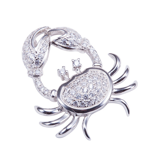 Sterling Silver Pave Cubic Zirconia Moving Crab Pendant(Chain Sold Separately)