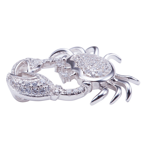 Sterling Silver Pave Cubic Zirconia Moving Crab Pendant(Chain Sold Separately)