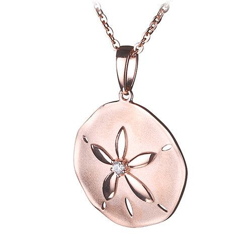 Sterling Silver Pink Gold Plated Sand Dollar Pendant Sandblast Finished(Chain Sold Separately)